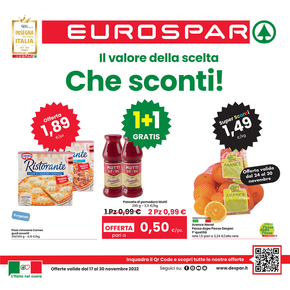 Offerta Eurospar Forte - Che Sconti! - Valida dal 17 al 30 novembre 2022.