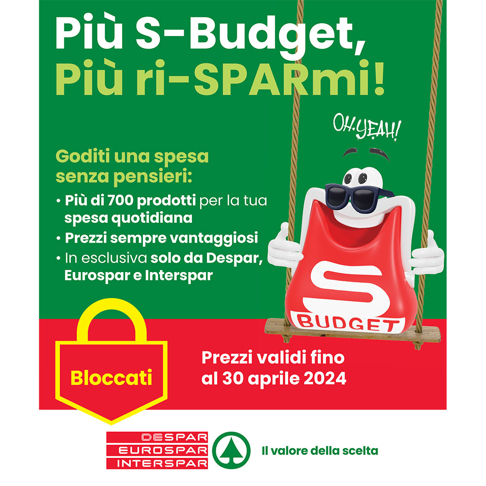 Offerta Eurospar Forte - Più S-Budget, Più ri-SPARmi! - Valida dal 4 al 30 aprile 2024.